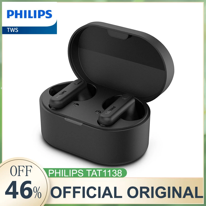 Nuovo Philips Tat1138 Auricolare Wireless Bluetooth 5.3 Cuffie Hifi Stereo Musica Auricolari Con Microfono Hd Chiamata Auricolare 250Mah