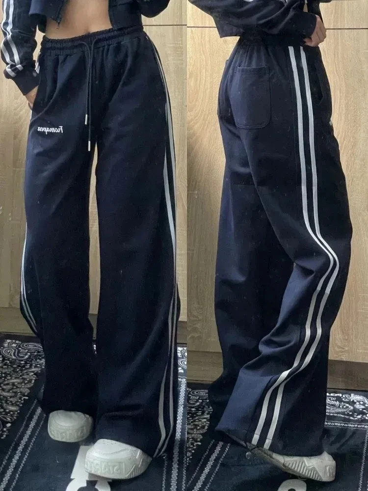 

Oversized Striped Joggers Sweatpants Women High Waist Hip Hop Retro Wide Leg Pants Vintage Y2k Baggy Sports Trousers Streetwear
