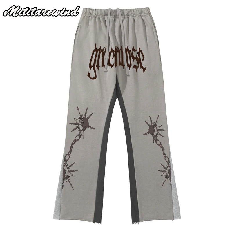 

Japanese High Street Men's Sweatpants Autumn And Winter Clothing Hip Hop Loose Casual Print Streetwear Couple Drawstring Simple