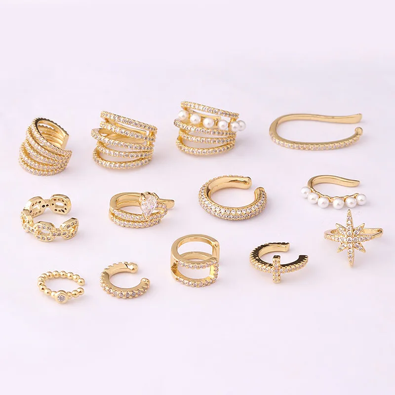 Stainless Steel Ear Clip Pearl Earrings Fake Piercing Snake Zircon Cuffs Ring For Women ear clip earrings clip earrings ear clip ear accessories