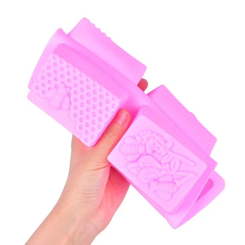 1pc Honey Bee Silicone Soap Making Mold Diy Handmade Craft 3D Soap Mold Silicone Rectangular 6 Forms Molds