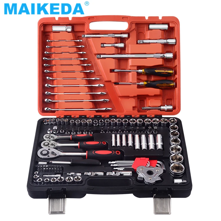 

Auto Repair Tools Ratchet Wrench Deep Socket Sets High Quality 121pcs Hand Tools Blow Case+ Color Box Chrome Plated 45#steel 121