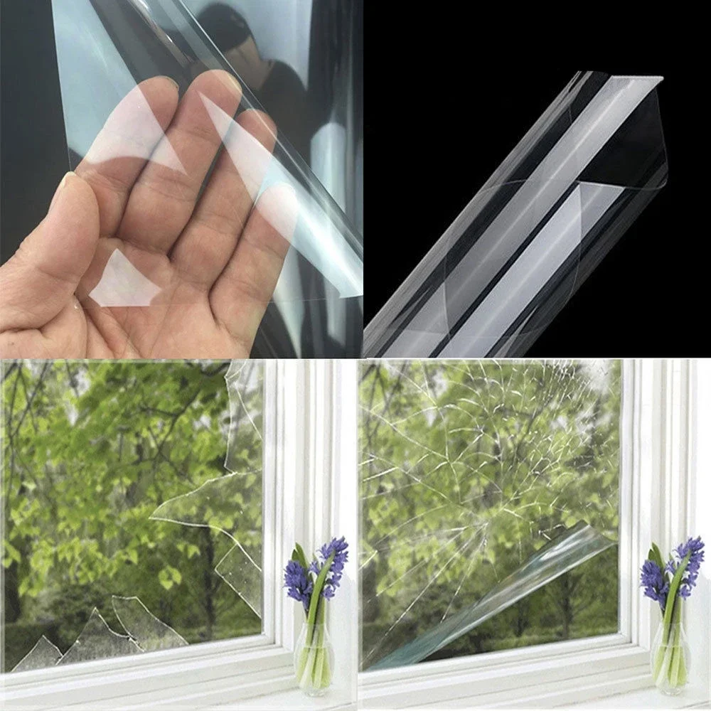 Window Security Film Safety Clear Window Film Waterproof Glass Tint 2/4 Mil Adhesive Vinyl Protection Sticker for Home Office window film window privacy film window tint sticker adhesive vinyl stickers
