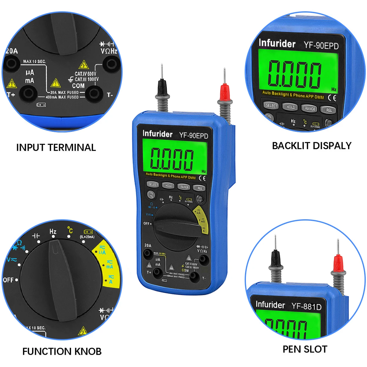 Multimeter Industrial instruments Multi functional measurement intelligence Bluetooth connection to mobile phone BTMETER