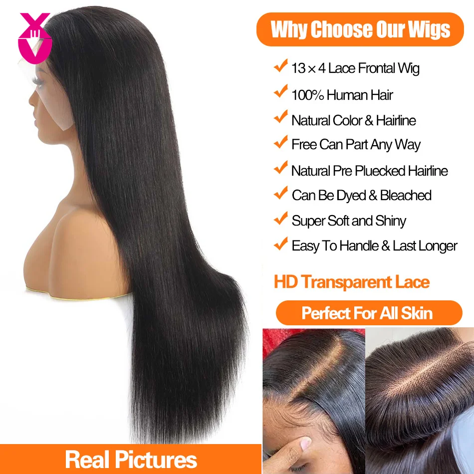 Bone Straight Lace Front Wigs Human Hair HD Lace Frontal Wig 13x4 Frontal Human Hair Wig Pre Plucked Bleached Knots Wigs human hair wig