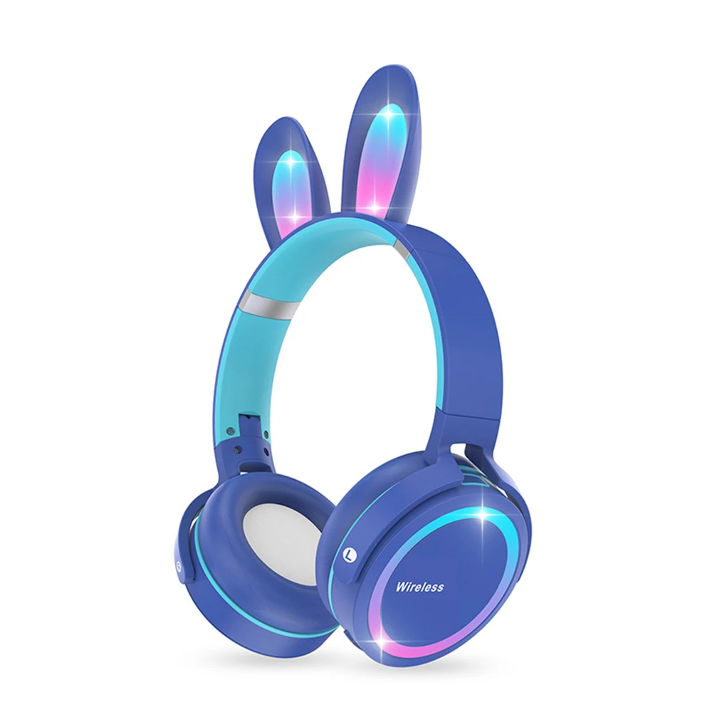 Auriculares inalámbricos Bluetooth con orejas de conejo, auriculares para  colocar sobre la oreja, BT 5.0 Auriculares inalámbricos plegables para  niños