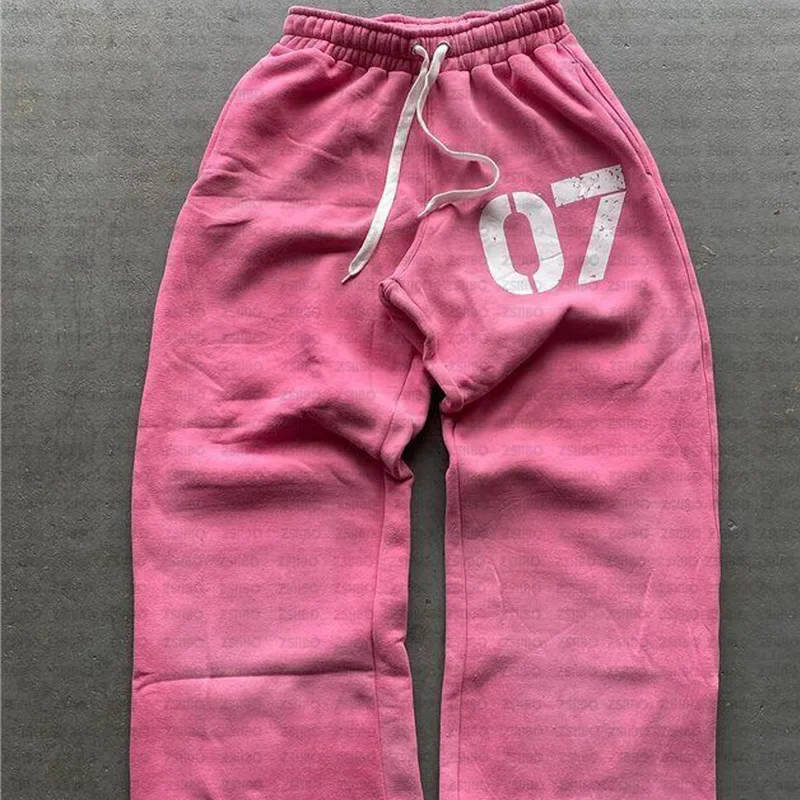 American Vintage Digital Printing Loose Cotton Jogging Pants Men's and Women's Y2K New Harajuku Hip-Hop Casual Joker Sweatpants - Image 3