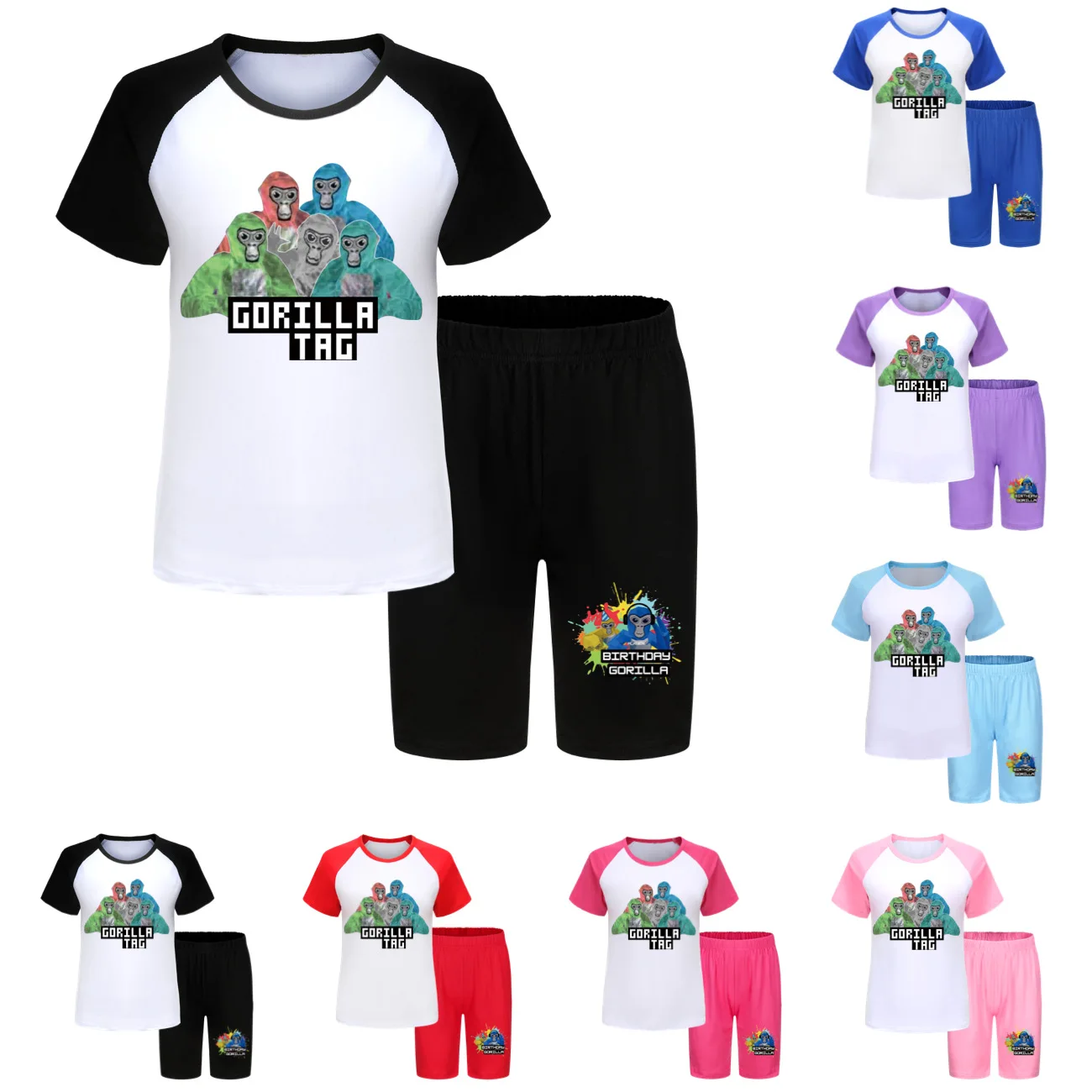 Kids Clothing Set Game Gorilla Tag T Shirt Kids Cartoon Pajama Sets Baby Girls Summer Sleepwear Toddler Boys Short Sleeve T-Shirt+Shorts 2pcs Set kids t shirt girls clothing set boys clothing set