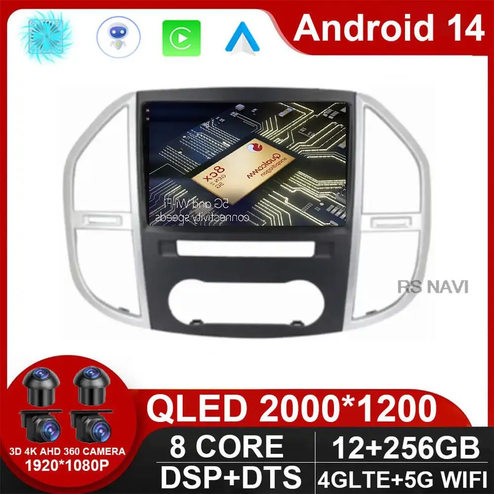 

Android 14 Auto Carplay For Mercedes Benz Vito 3 W447 2014 - 2020 Car Radio Multimedia Video Player Navigation Stereo GPS NO DVD