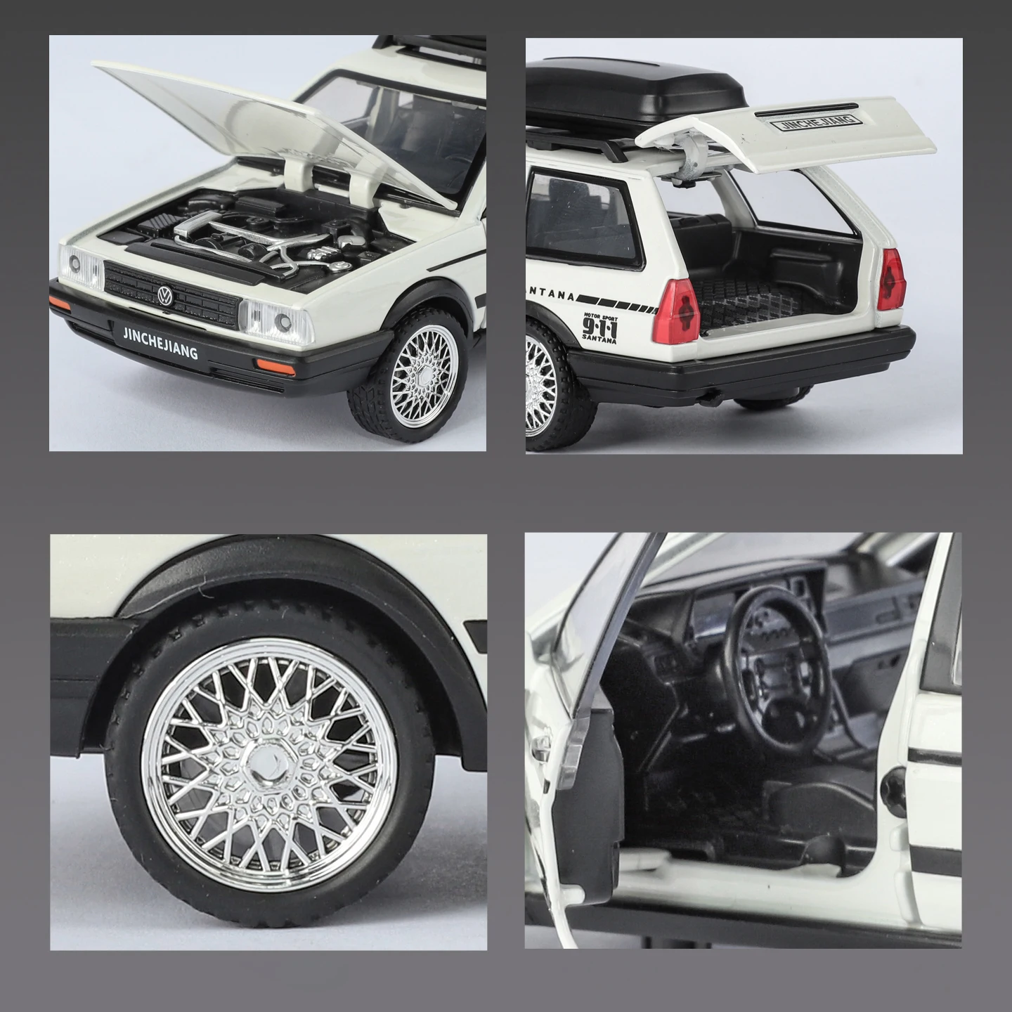 1:32 스케일 VolksWagenwerk Santana 왜건 합금 Diecast 모델 친구 선물 소리와 가벼운 장난감을 위한 장식적인 유행 장식품