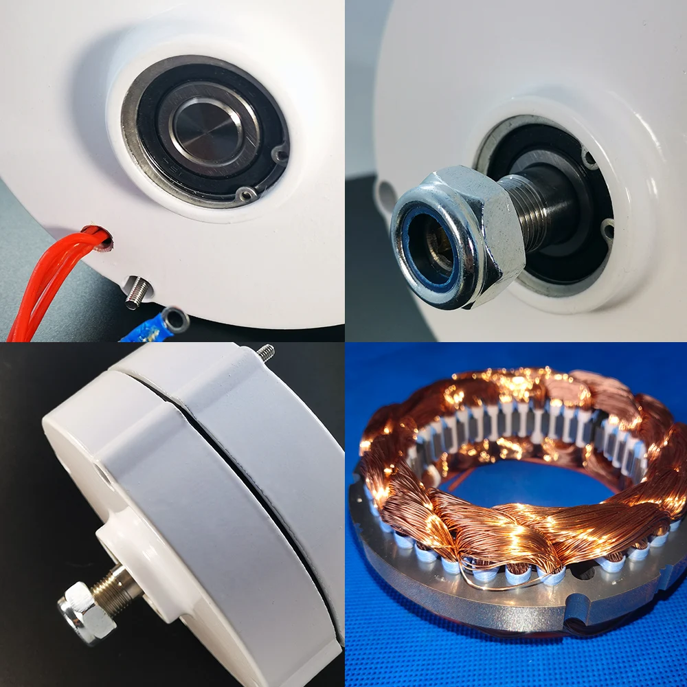 Solar Wind Generator Generators 500W Low Speed 12V 24V 3 Phase Gearless Permanent Magnet AC Alternators for Wind Water Turbine for Home Use