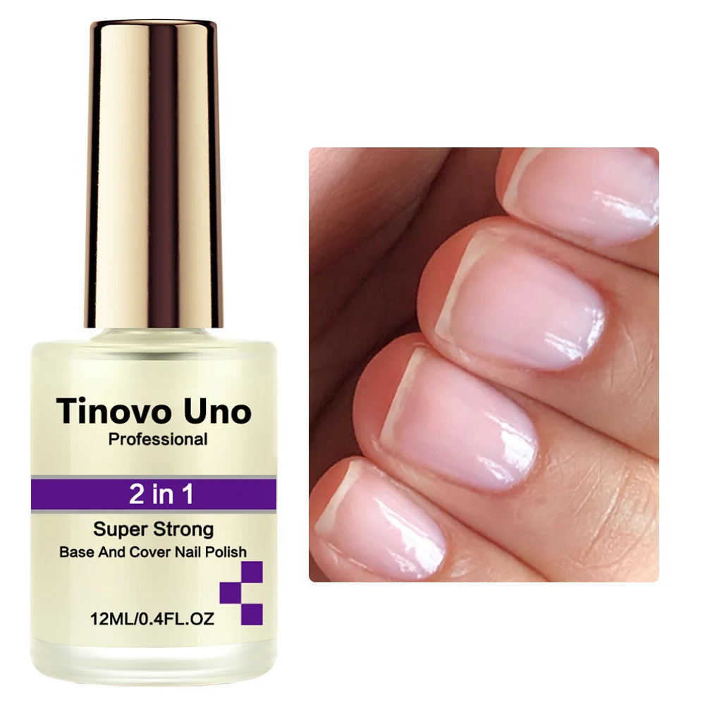 Tinovo Uno 2 IN 1 Super Strong Base Coat Top Nail Polish Strengthener 12ML Nail Growth Instant Gloss Hardener Fast Drying nail art set