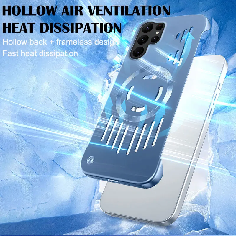 Frameless Hard Metallic Protective Case with Heat Dissipation and Magnetic Closure