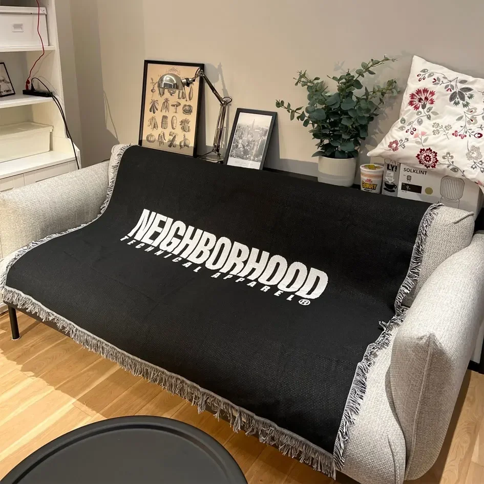 

Soft Sofa Blanket With Japanese Style Black & White Neighborhood Design for Indoor and Outdoor Use Bed Plaid Omori Bedspread the