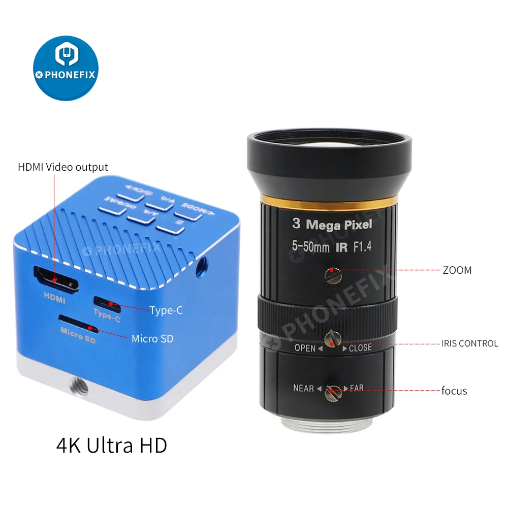 

Промышленная камера 4K HDMI, веб-камера для прямого эфира 1/2, 7 дюймов с креплением CS F1.4 5-50 мм, ручной объектив с радужной оболочкой для прямой трансляции, видеоконференции