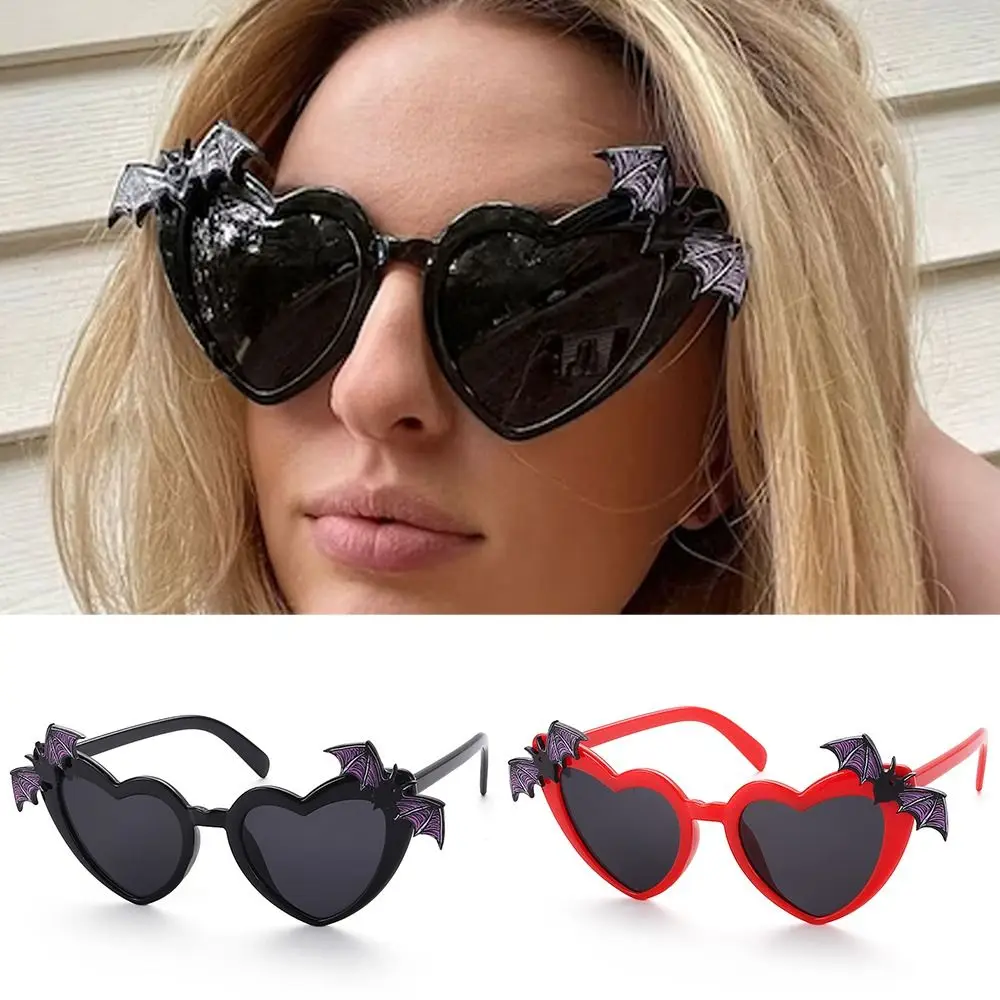 

Disco Party Decoration Heart Shaped Sunglasses Funny Bat Wings Decor Heart Sun Glasses Halloween Costume Eyewear for Women
