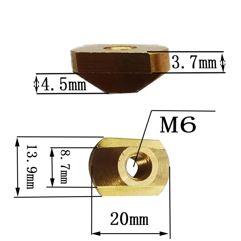 10 Or 20Pcs M6 Windsurf Hydrofoil Mounting Brass T-Nuts Water Sports Surfing Hydrofoil Tracks Accessories