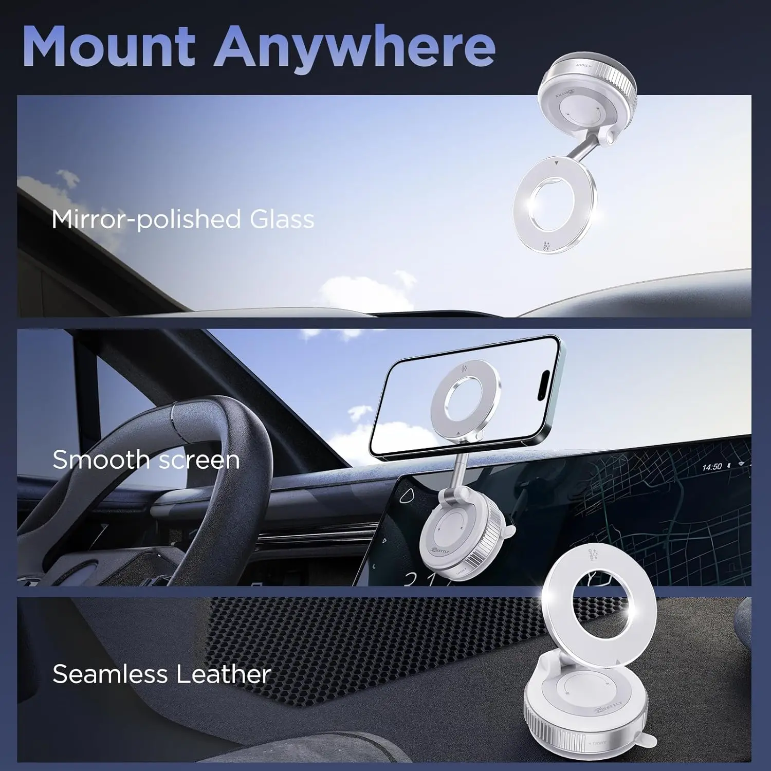 Vacuum Magnetic Phone Holder for Car Suction Cup Phone Mount Adjustable Suction Phone Mount 2026 Upgraded Vacuum Magnetic