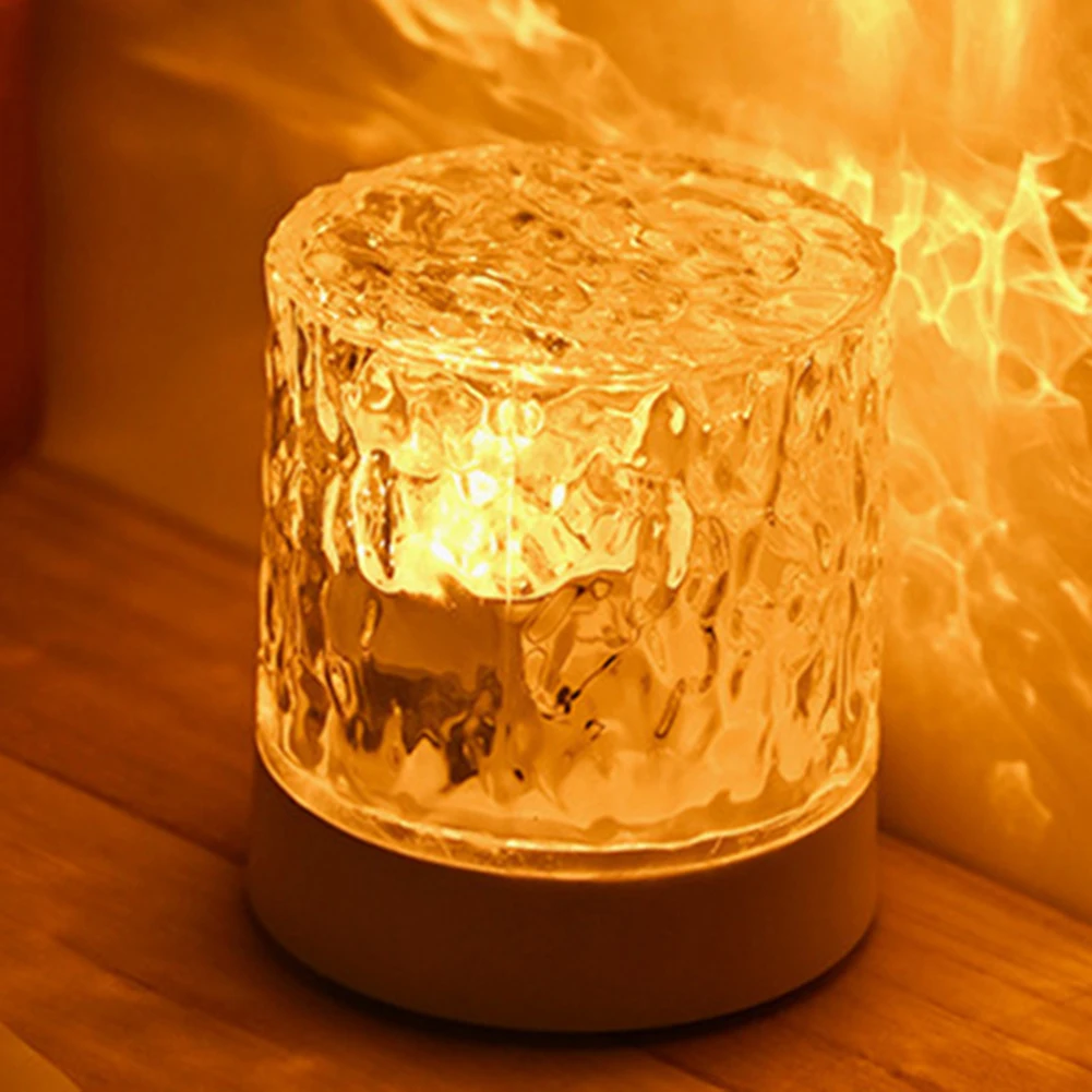 

Rotating Water Wave Lamp Projector Touch Control 3 Colors/RGB Lights USB Rechargeable Colour and Brightness Changing for Bedroom