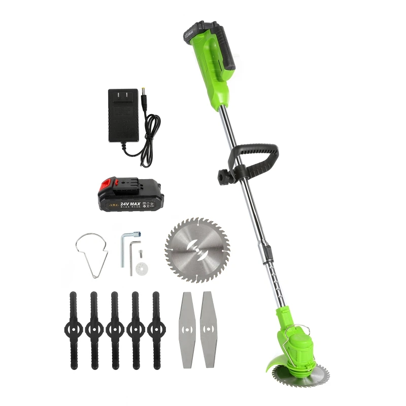 

Household Cordless Weeder Electric Lawn Mower Agricultural Garden Pruning Tool Grass Trimmer Brush Cutter 24V Lithium Battery