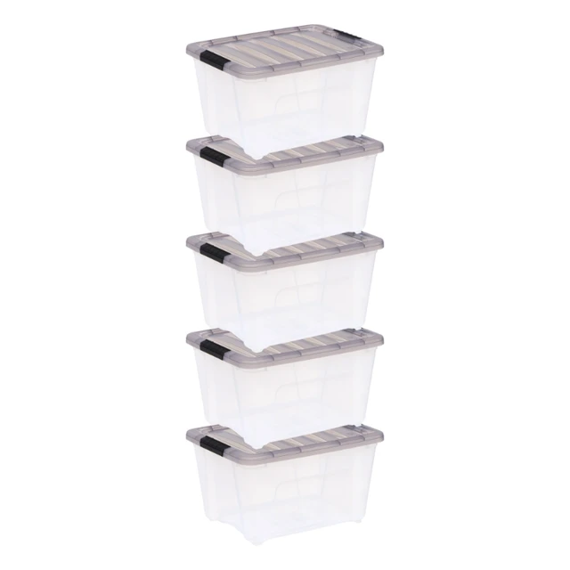 Hefty 72qt Clear Hi-Rise Storage bin with Stackable Lid Gray