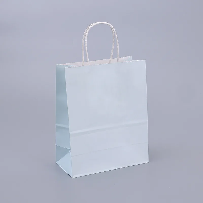 thumbnail image 1 of Bolsas de regalo de papel Kraft con asas, 10/20/30/50 unidades, para compras, manualidades, color marrón y blanco, para fiestas, suministros navideños, 1 of 5