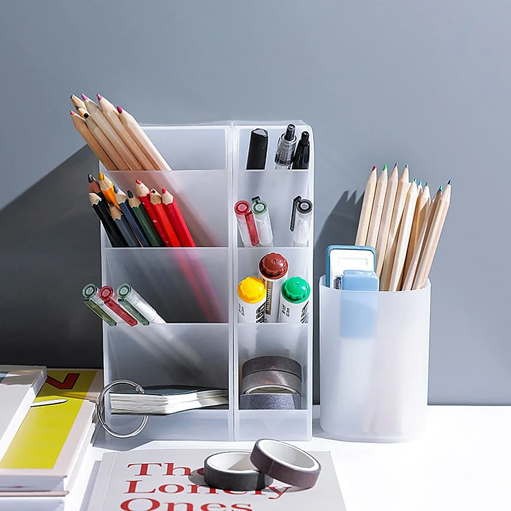 4 Styles Japanese Desk Organizer Pen Holder Makeup Brush Storage Box for School Supplies Kawaii Stationery Office Accessories makeup organizer pen holder desk organizer pen and brush holder