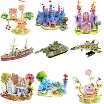 3D DIY Puzzle Castle Assembling Model Cartoon House Paper Toy Kid Early Learning Construction Pattern Gift Children House Puzzle 1