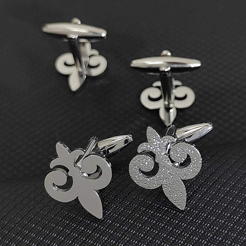 Boutons De Manchettes Fleur De Lys En Argent Tournaire, Accessoire