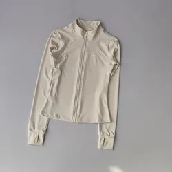 Women's Quick-Drying Long Sleeve Sports Jacket - Fitness & Training Top - M (Beige)