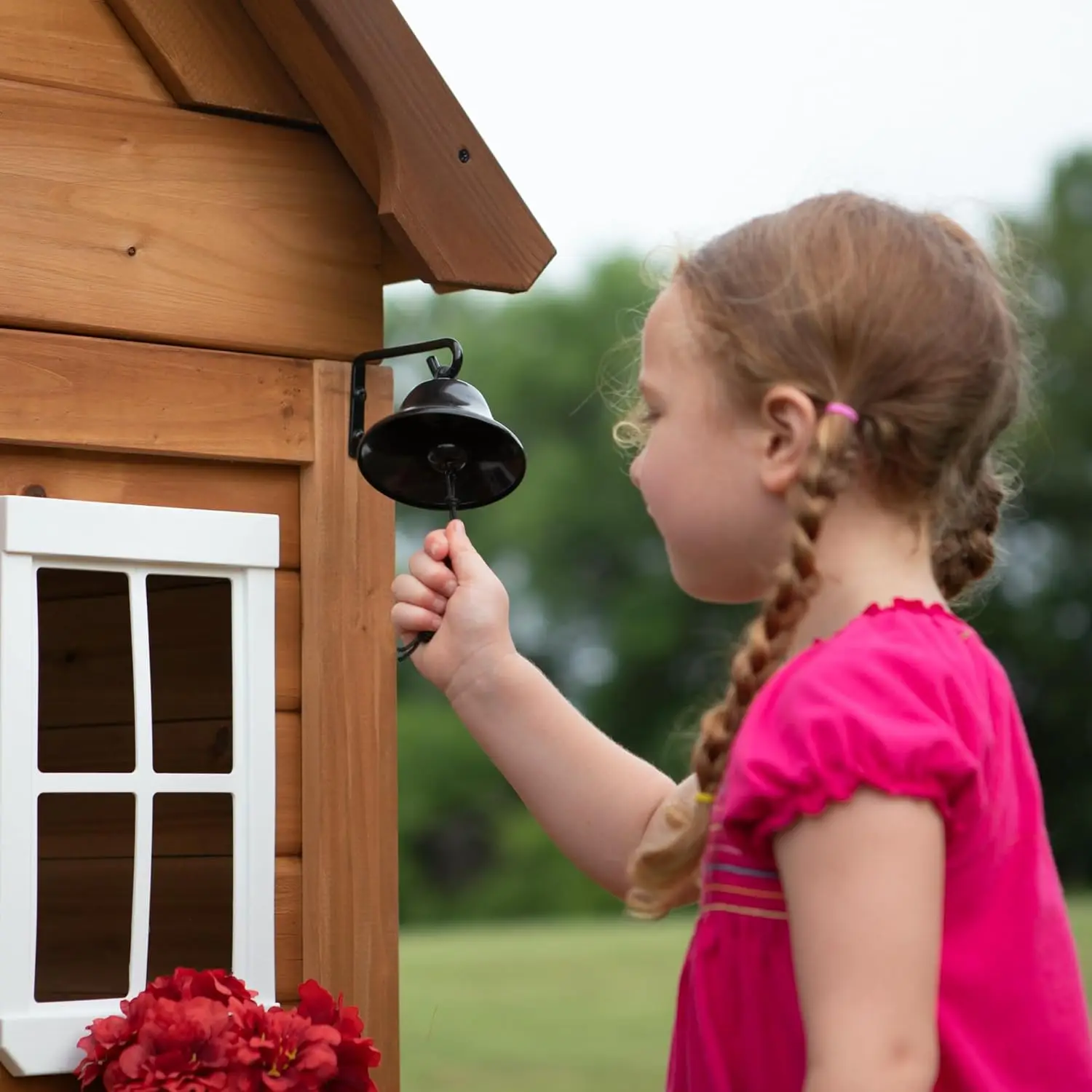 Backyard Discovery Aspen All Cedar Wooden Playhouse, Country Style, Dutch Front Door, Flower Pot Holders, Stove, Sink, Plastic 5