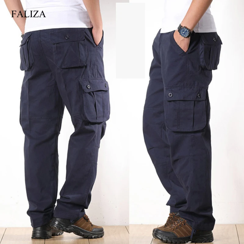 Multi Pockets Mens Cargo Pants Outdoor Tactical Cotton Khaki Outwear Straight Casual Trousers for Men Pantalon Militaire Homme 2