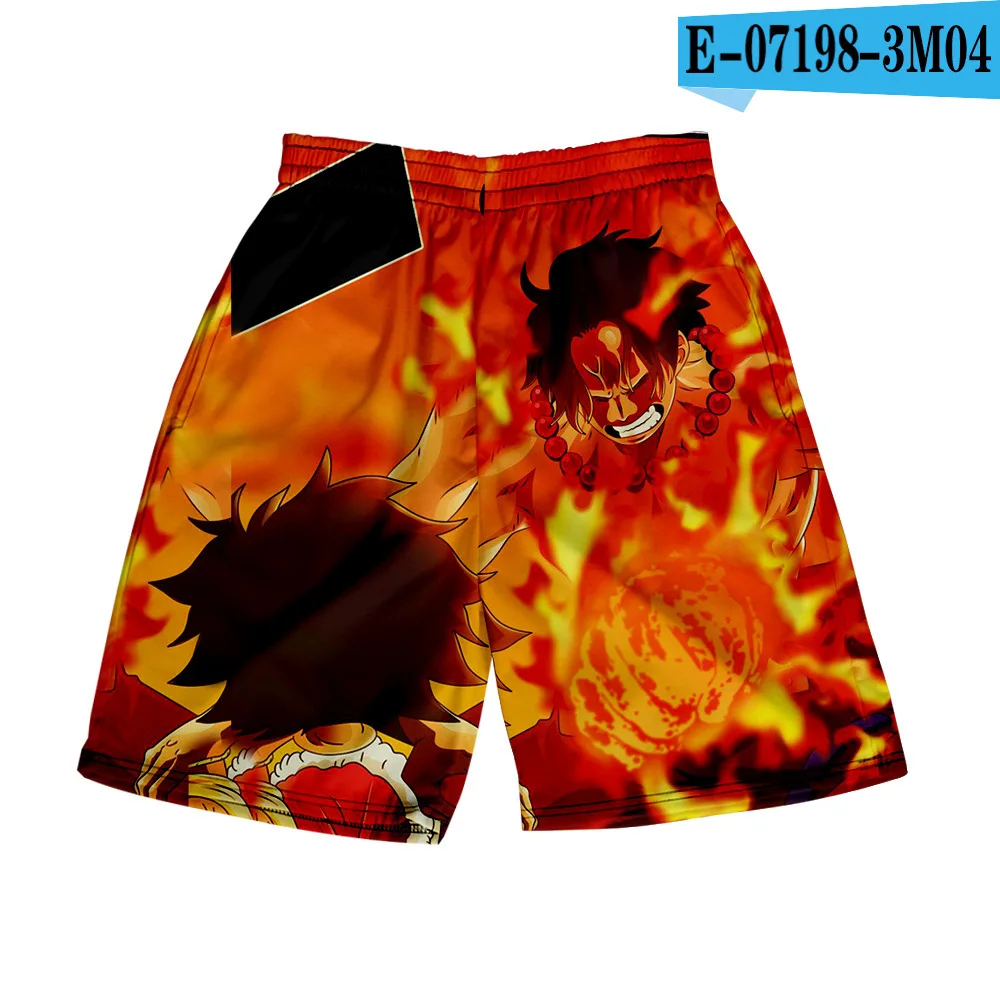 thumbnail image 1 of Pantalones cortos con estampado digital 3D de anime ONE Piece Monkey D Luffy Roronoa Zoro Ace Edward Newgate Kaidou, pantalones cortos casuales holgados para playa, 1 of 5