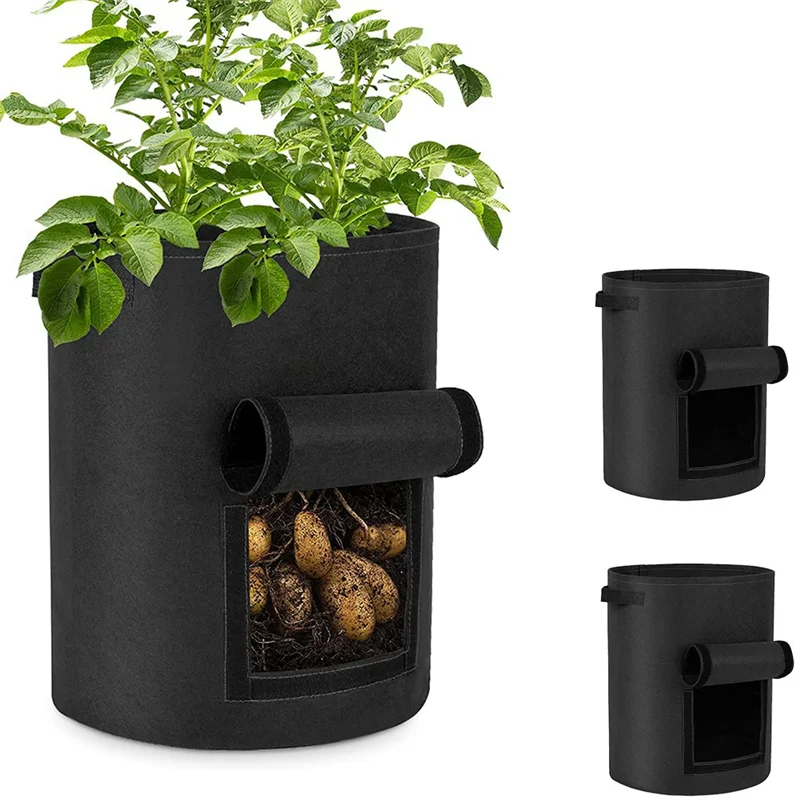 Y77A-10 Gallon Potato Grow Bags 6-Pack, Thick Fabric Pots for Plants, Harvest & Sturdy Handles