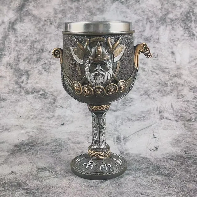 Tasse En Acier Inoxydable Avec Motif Tête De Mort Viking, Chope De Bière, Doublure En Acier Inoxydable, Peinte à La Main, Décoration Rétro Médiévale En Résine, Cadeau Pour Homme