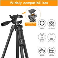Tripod,60" Camera Tripod with Travel Bag,Cell Phone Tripod with Remote,Professional Aluminum Portable Tripod Stand - Image 4