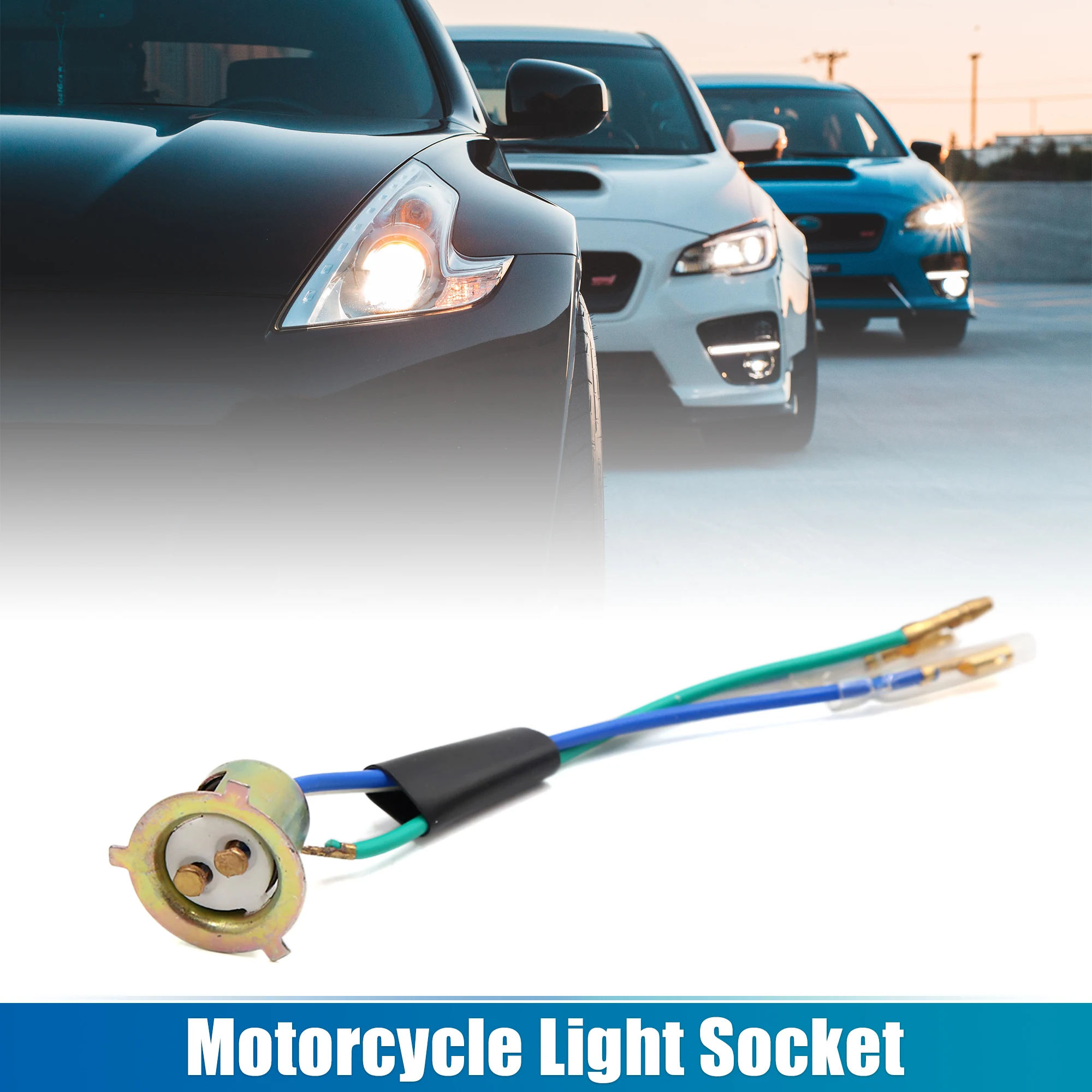 

X Autohaux Metal 3 Wires Harness Headlight Bulb Sockets Connector for Motorcycle Scooter