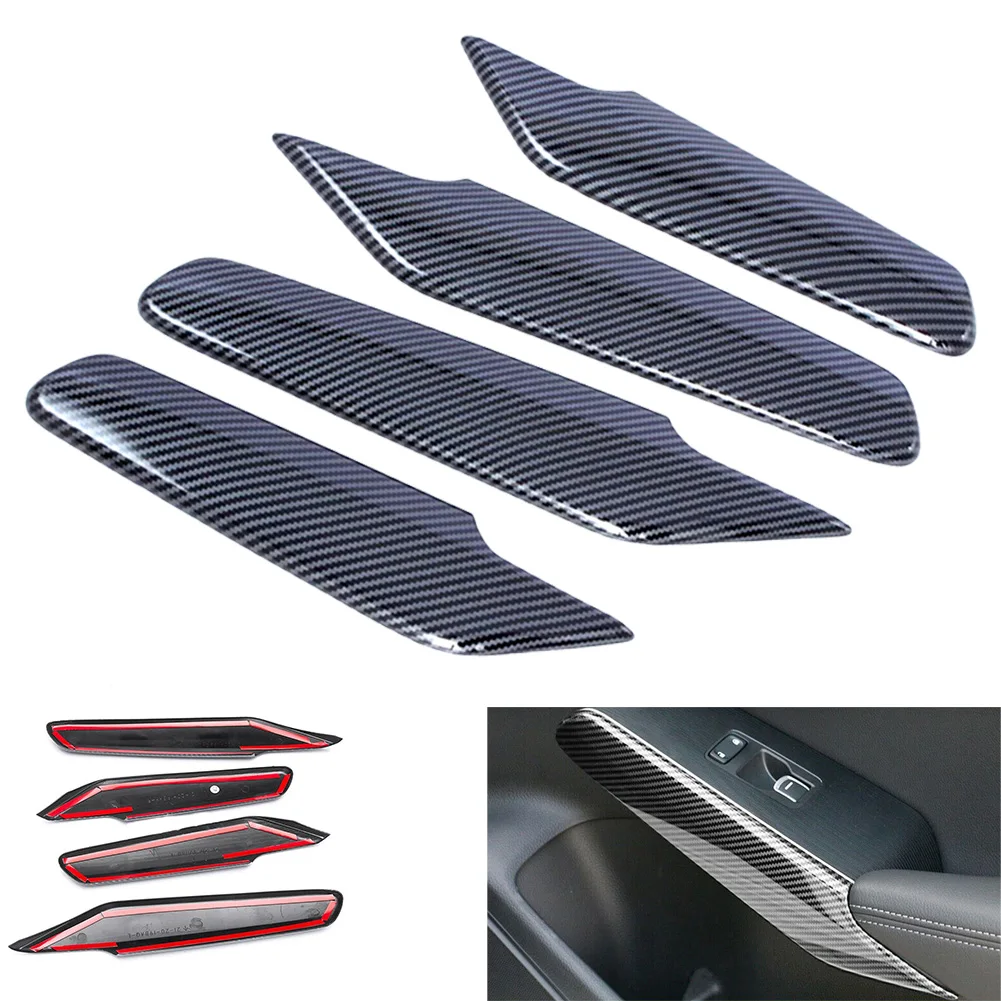 

4pcs Carbon Fiber Interior Door Armrest Cover Trim Fit For Honda Civic 2022 2023 Inner Door Handle Armrest Cover Trim Sticker