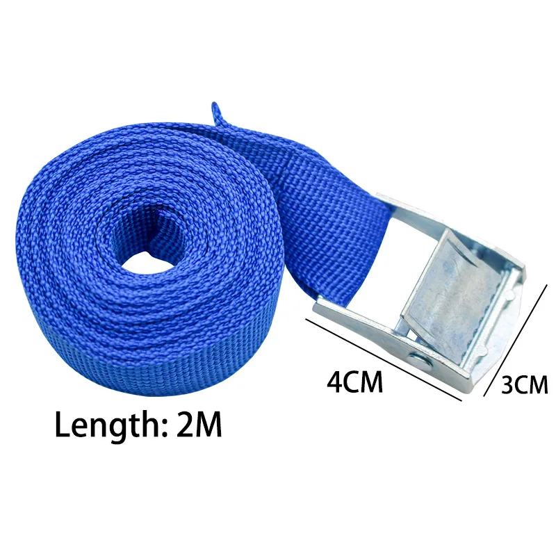 2M Pressure Buckle Straps Adjustable Binding Belt Rope Cargo Fixed Strap With Metal Buckle Tow Rope Ratchet Belt For Luggage Bag