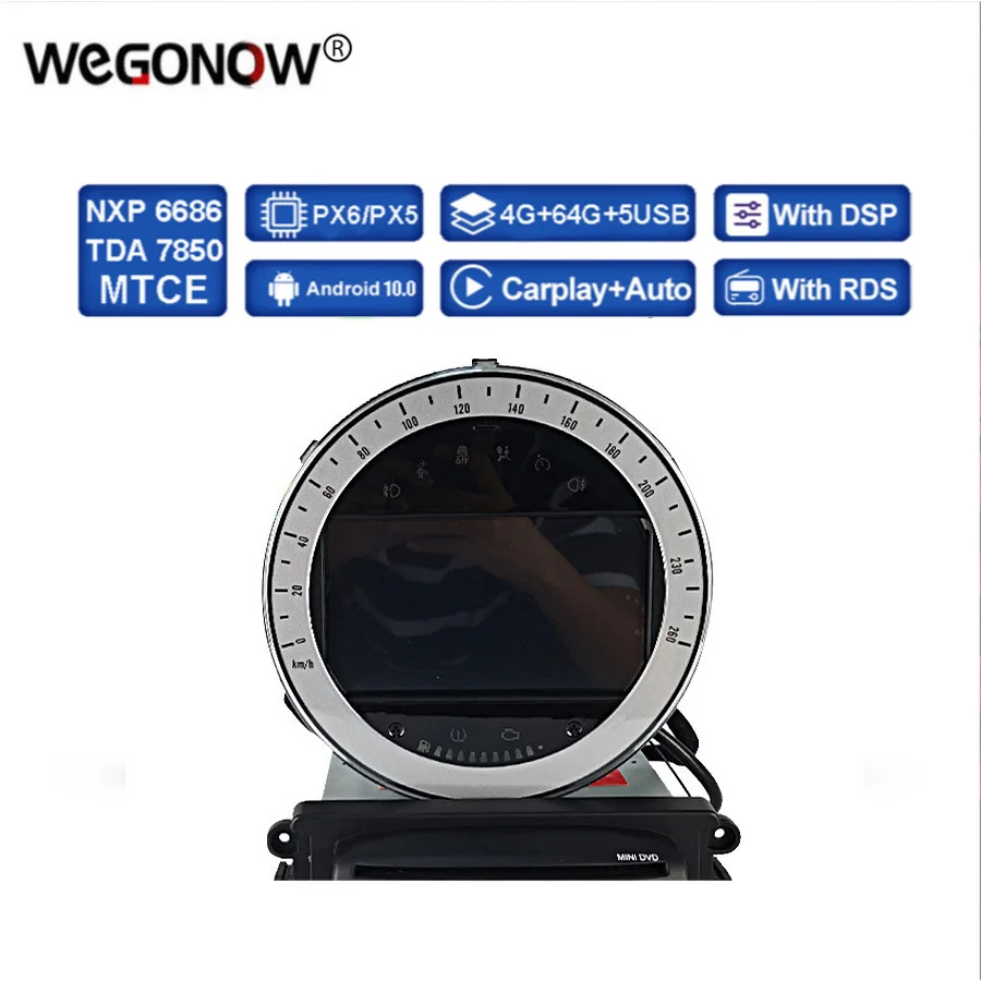 

DSP IPS PX6 Android 10 4GB +64GB navigation GPS map Car DVD Player RDS Radio Bluetooth 5.0 For BMW Mini Cooper R56 2006-2013