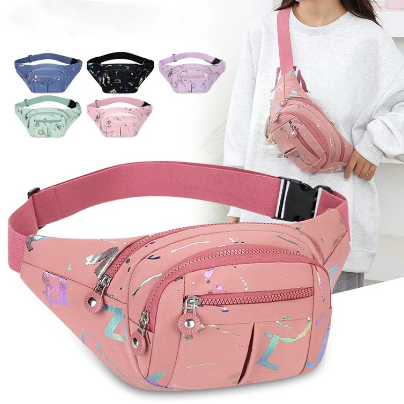 Multi functional women's fashionable waist bag, adjustable shoulder straps, suitable for running, traveling, and daily use, with