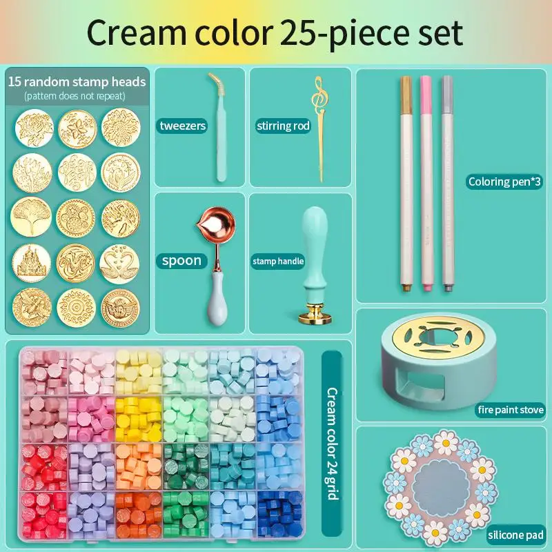 왁스 씰 스탬프 세트, 래커 스탬프 씰링 왁스 키트, DIY 공예 용품, 스크랩북 청첩장 장식 씰링 왁스 세트