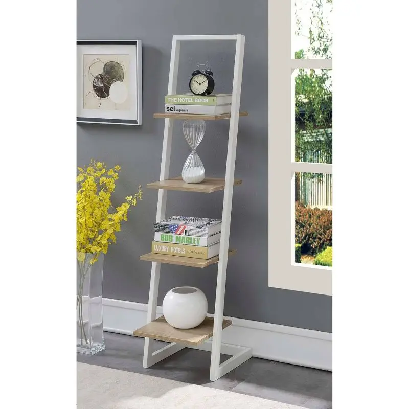 

Tier Ice White Modern 56" 4 Ladder Bookcase Bookshelf Storage Rack