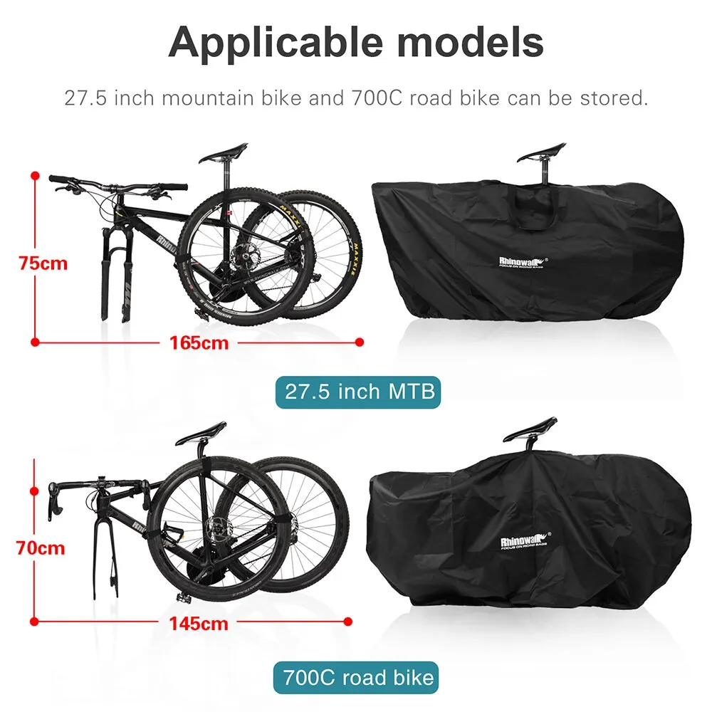 Bicycle Cover Rhinowalk Road Portable Fits 27.5" And below MTB/700C Road Bike Light Travel Carry Shoulder