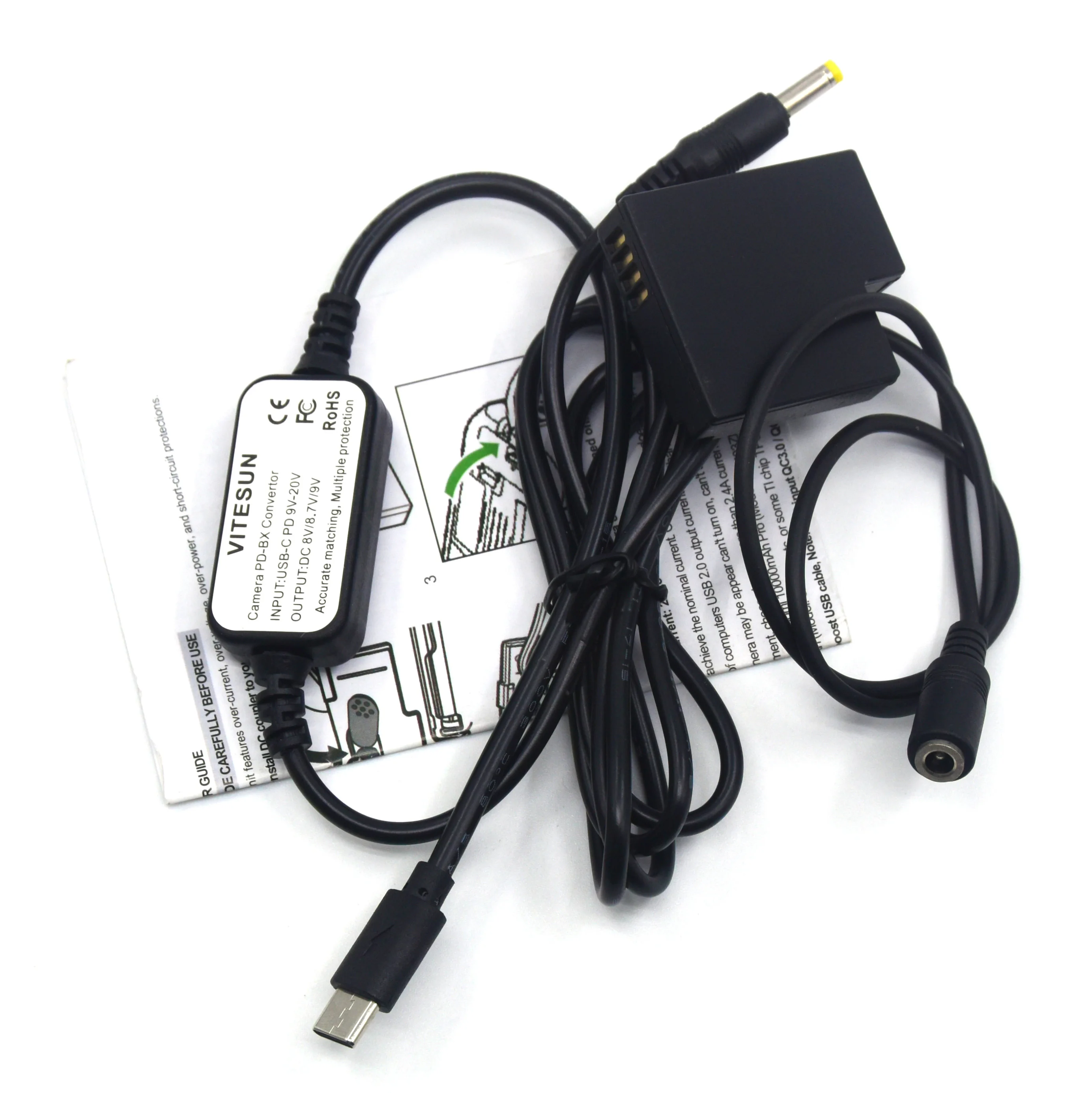 Vitesun USB Type C Power Adapter Cable + DMW-DCC15 Coupler DMW-BLH7 BLH7PP BLH7E Dummy Battery for Lumix DMC-GM5 GF7 GF8 GM1