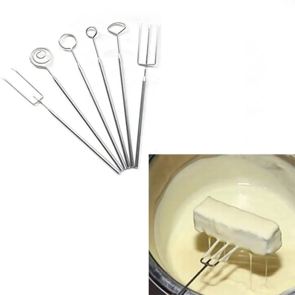 Stainless Steel Chocolate Dipping Fork Silver Rustproof Chocolate Dipping Tool Long Handle Irregular Shaped Cheese Fondue Fork