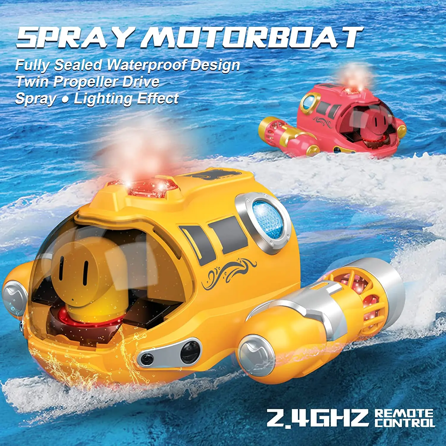 RC Boat Speedboat Radio Remote Controlled Mini High Speed Ship with LED  Light Palm Boat Summer Water Toy Pool Toys Models Gifts