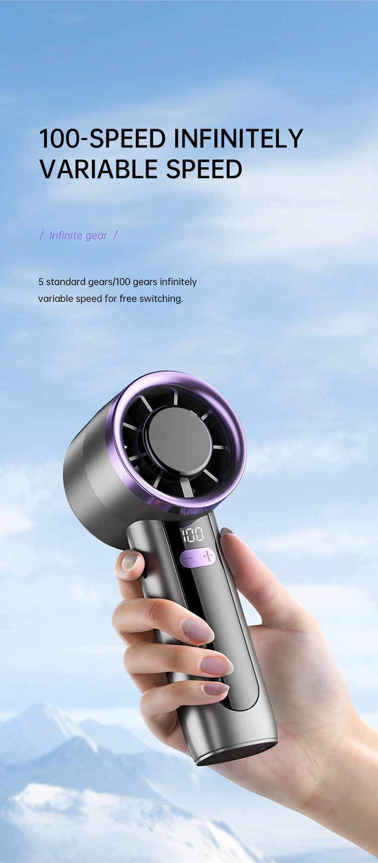 Description Picture 4 of item100-Speed Adjustable Mini Handheld USB Charging Small Portable Electric Fan Office, Student Dormitory, Ultra Quiet