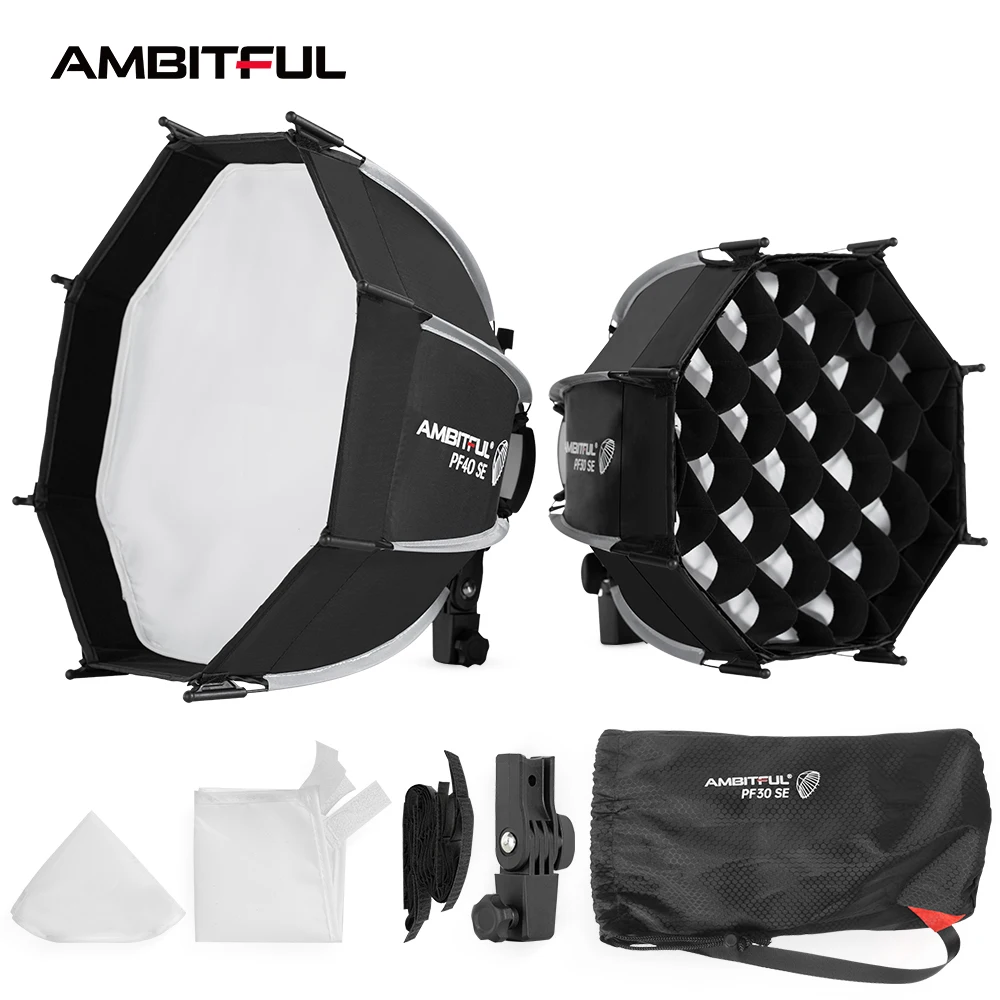 Portable Octagon Umbrella Softbox + Honeycomb Grid for V1 AMBITFUL PF30/PF40 30cm /40cm