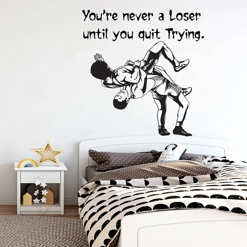 Wrestling Wall Stickers Free Fight Gym Club Boxing Teen Boys Room Camera Da Letto Decorazione Decalcomania In Vinile Regali Yd32